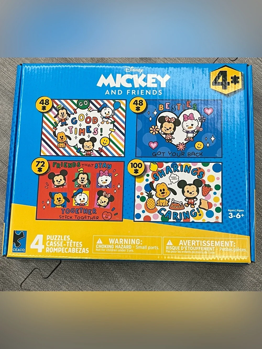 Ceaco Disney Mickey Mouse & Friends 4-Puzzle Set 48/48/72/100 pcs Ages 3-6